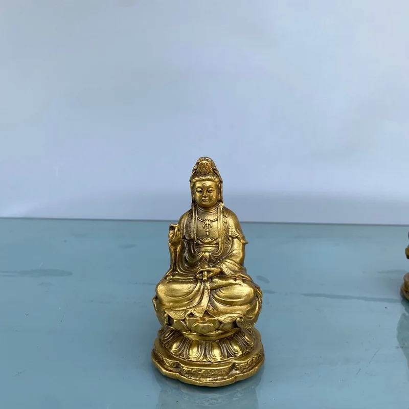 Brass Avalokitesvara Sakyamuni Home Small Buddha Ornament Crafts Gift