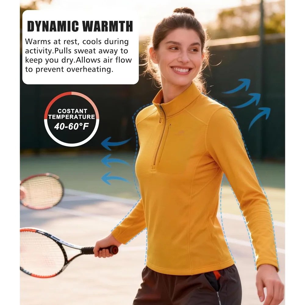 Pioneer Camp Hauts de sport à manches longues pour femmes, doublés polaire, légers, thermiques, pour l'hiver, type sweat-shirt