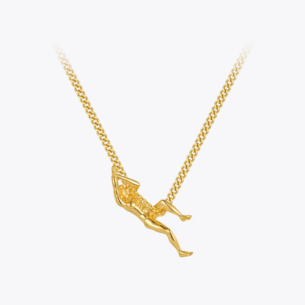 

ENFASHION Athlete Human Body Necklace For Women Gold Color Collier Femme Fashion Jewelry Pendant Necklaces 2021 Party P213235