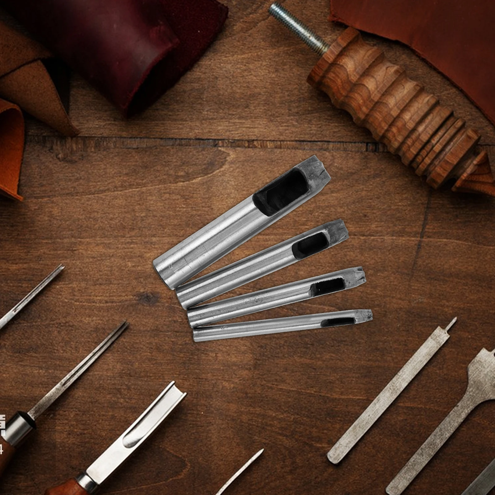 

4Pcs Belt Punching Tool Set Star Shape Steel Hole Puncher for Crafts Belts Fabric DIY Hole Puncher for Crafts