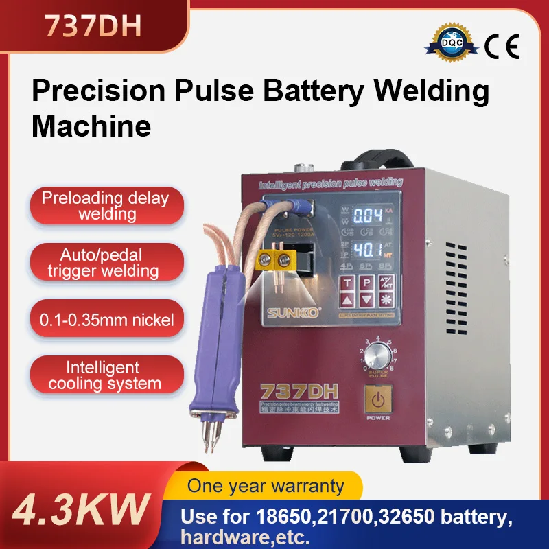 Máquina de solda a ponto de bateria sunkko 737dh 4.3kw, máquina de solda automática de pulso, equipamento de soldador de bateria com caneta de soldagem a ponto