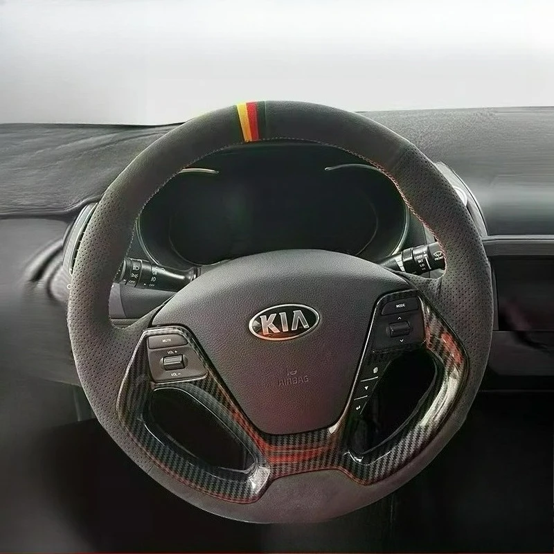 

Чехол на руль из износостойкой черно-красной кожи ручной работы для Kia K3 2013, K2 2015, Ceed 2013, 2014