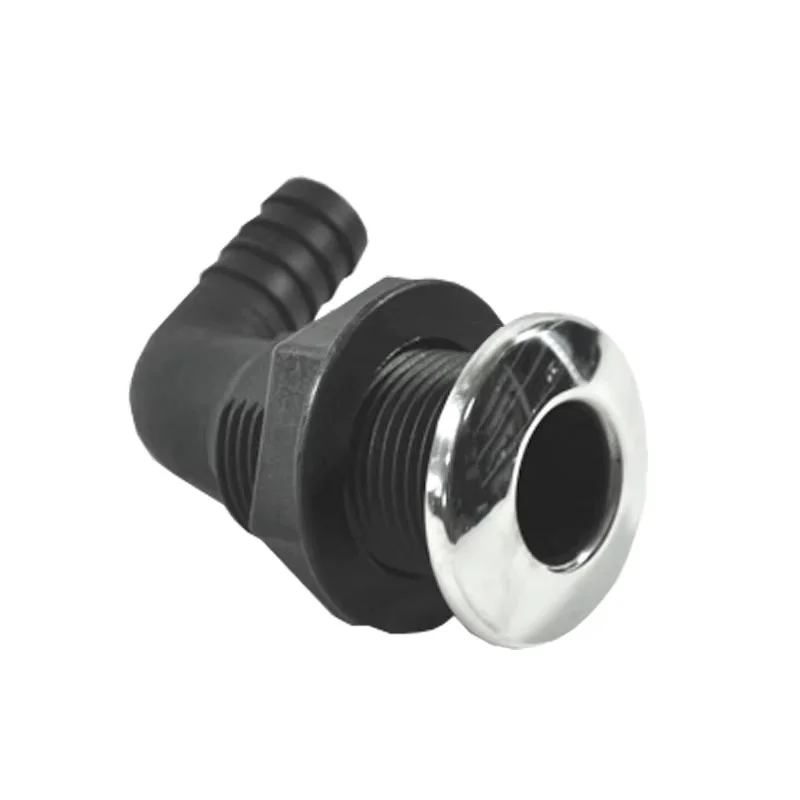 

ISURE MARINE Лодка через корпус, фитинг 90 градусов, шланг 3/4 дюйма, пластик с нержавеющим ободом, 1 шт.