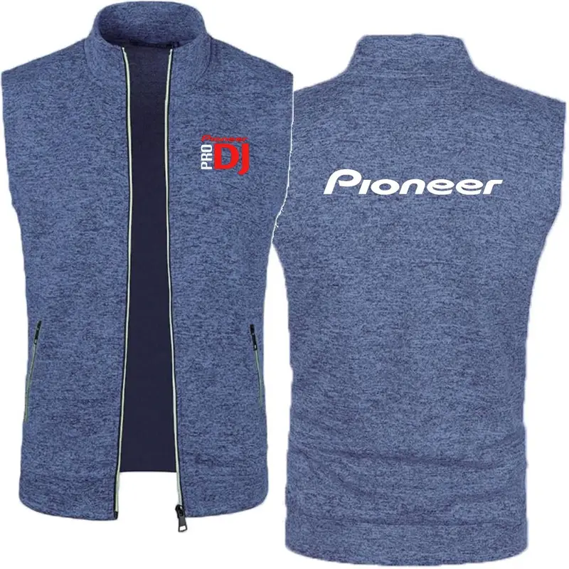 Men's Waistcoat Fleece Tank DJ Pioneer PRO Men's Knitted Velvet Top Zipper Vest Sleeveless High Neck Fleece Jacket Men Wear - Image 6