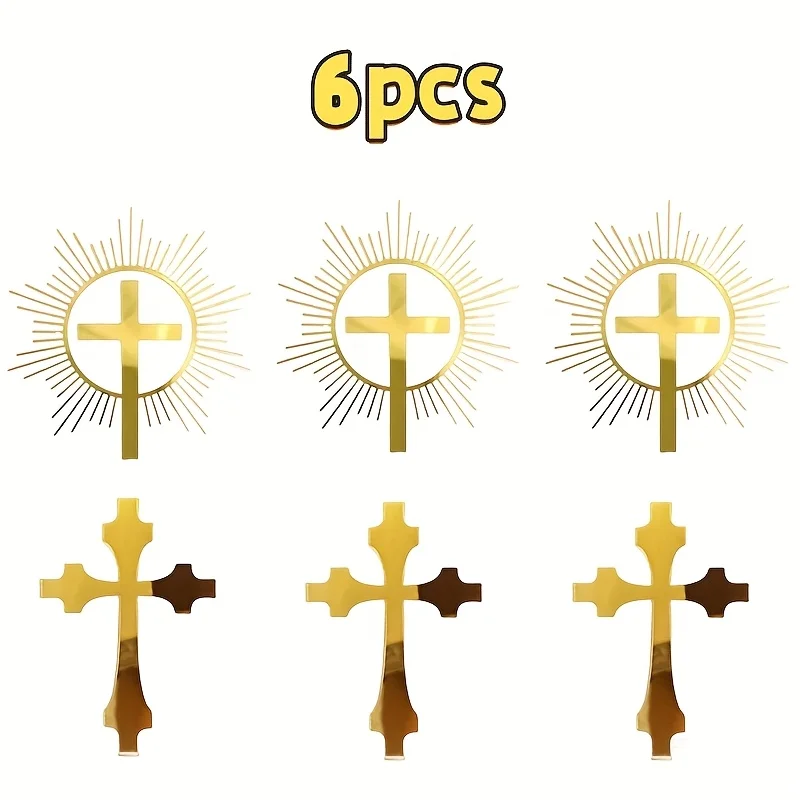 3 قطع من قطع علوية الكيك لعيد الميلاد السعيد والمناولة المقدسة - ديكور متقاطع وحروف PMMA لعيد الميلاد وعيد الميلاد والاحتفالات الدينية (E) #6