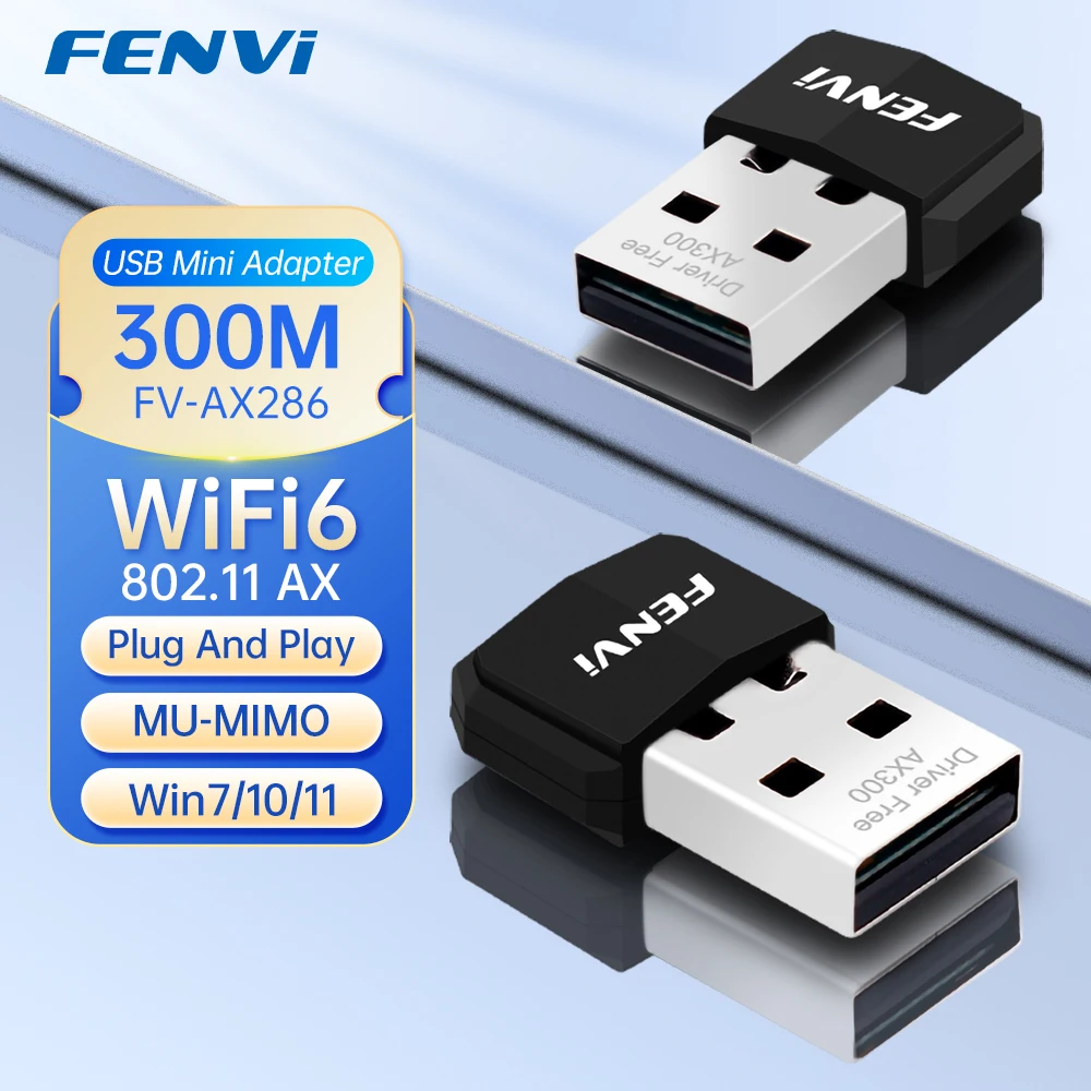 

FENVI AX300 WIFI 6 USB-адаптер 2,4 ГГц 802.11AX Сетевая карта Mini USB-ключ Беспроводная сетевая карта для Windows 7/10/11 Drive Free