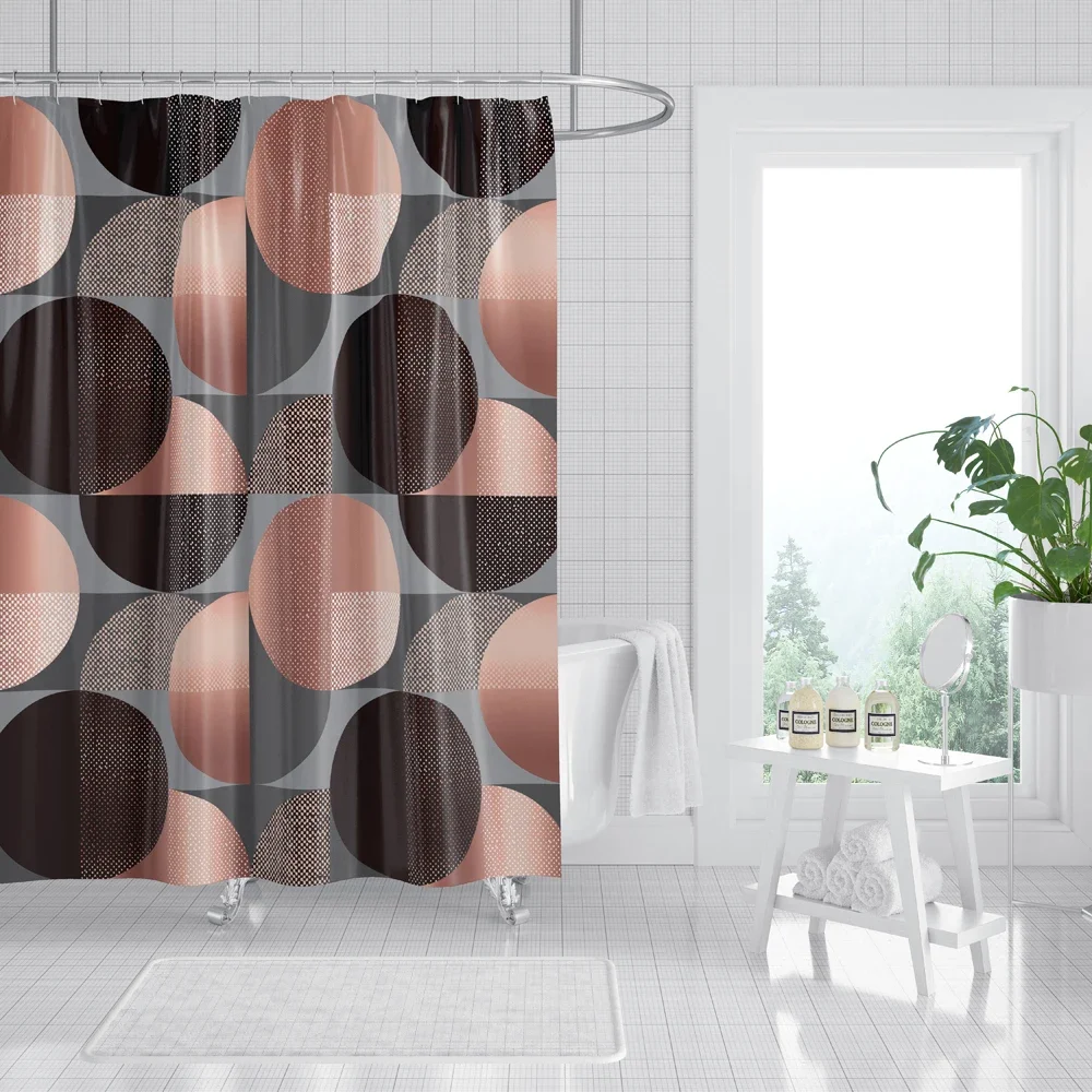 

Geometric Shower Curtain Hang Curtain Circle Pattern Bathroom Curtain Decoration Bathroom Accessories