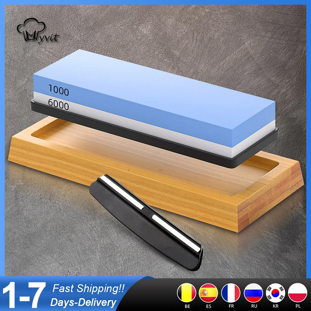 Professional Knife Sharpener Whetstone Sharpening Stones grinding stone water stone kitchen Tool 2-IN-1 240 600 1000 3000 grit