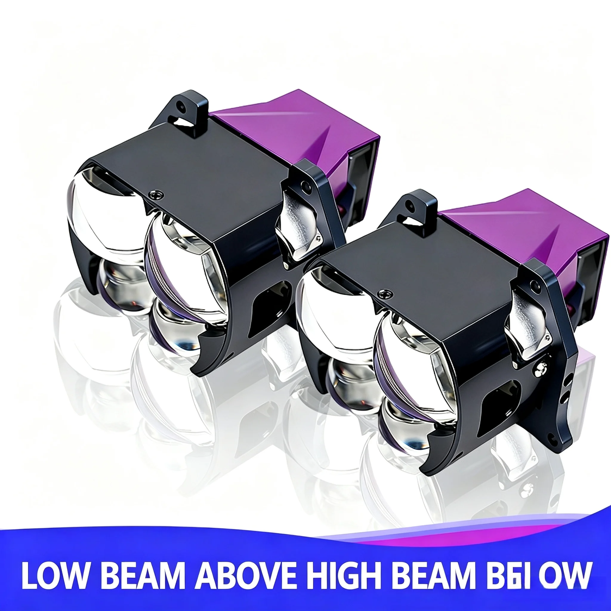 NXY NX61 Square Lens 4 LED Chip Direct Beam Bi LED Projector Lens High Power Super Bright Hi Lo Beam Car Retrofit Headlight Lamp