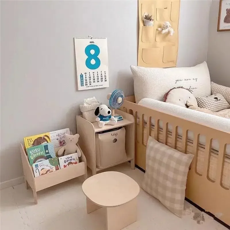 Kid\'s Wooden Bookshelf Multi-Layer Storage Floor Rack Living Room Picture Book Organizer for Home Or Nursery