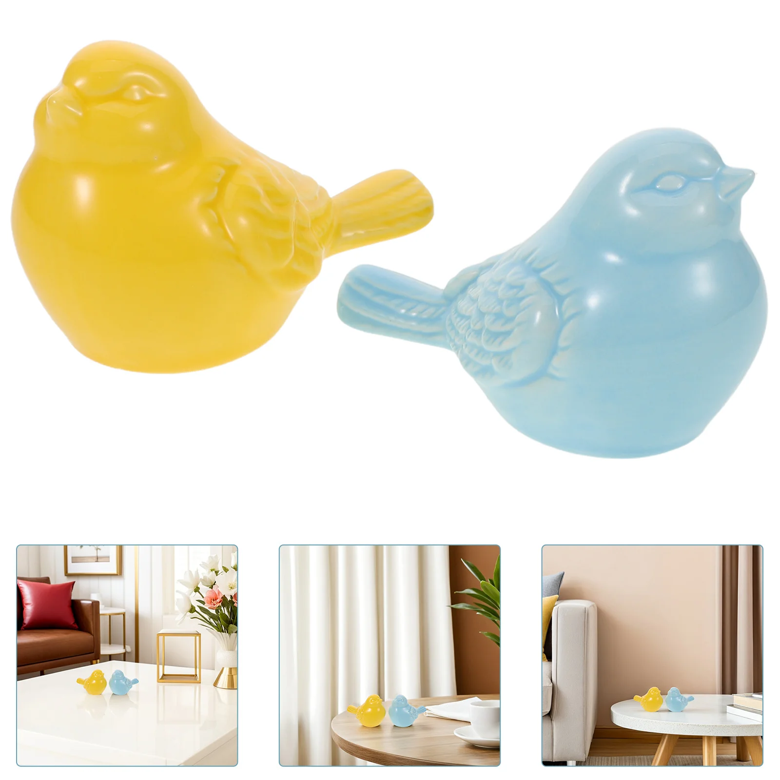 

2 Pcs Ceramic Animal Figurine Office Decor Bird Ornaments Animals Sculpture Statues Desktop Home