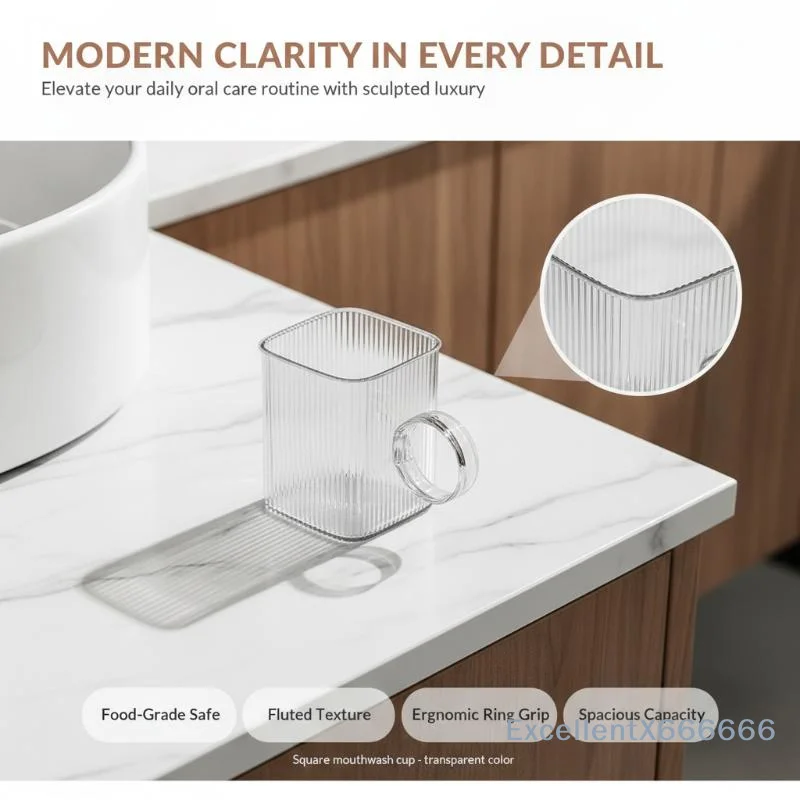 Nordic Translucent Mouthwash Cup With Handle Durable Anti-Drop Bathroom Toothbrush Holder Plastic Rinsing Cup For Toiletries