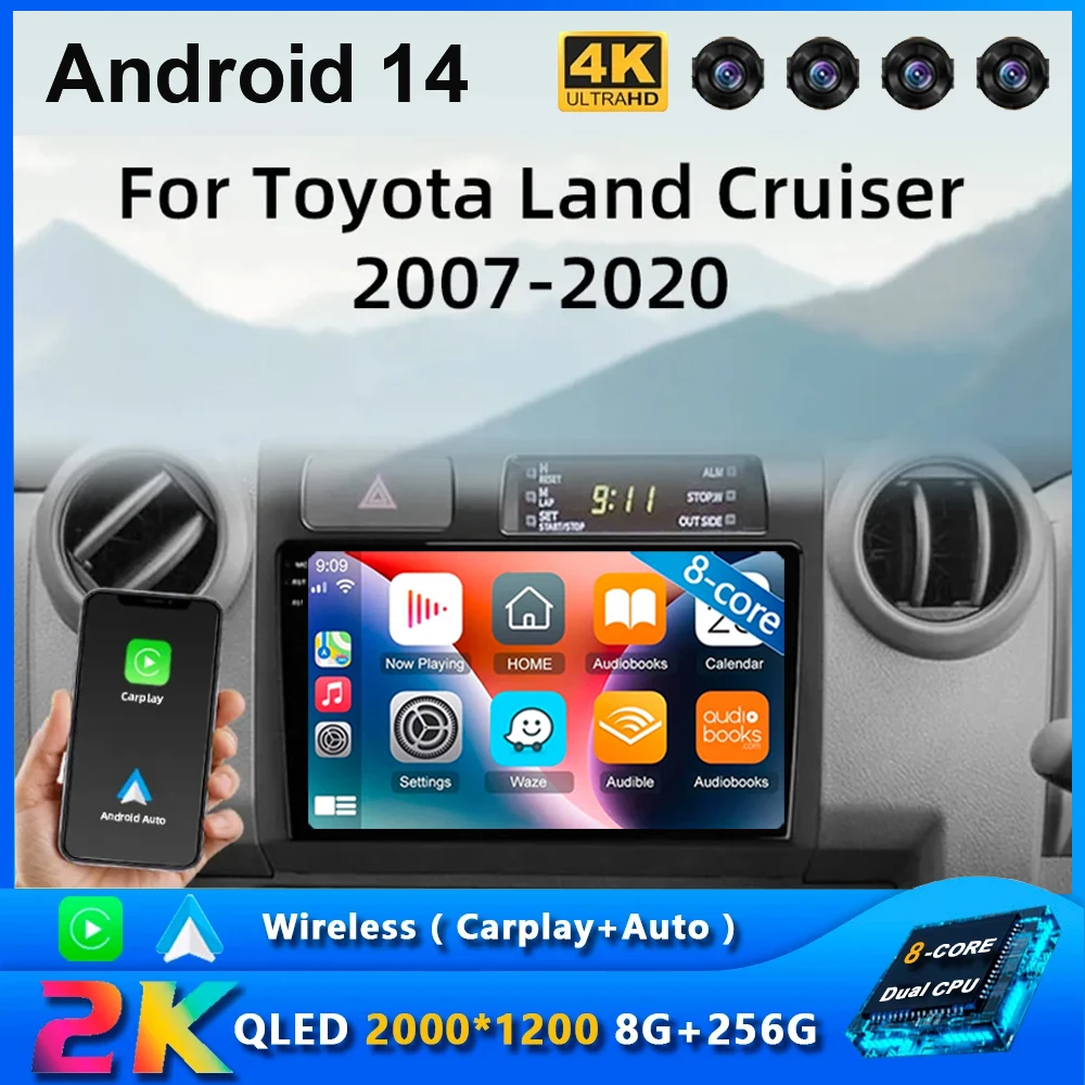 

9" For Toyota Pickup Land Cruiser LC 70 79 Series 2007-2020 Android 14 Autoradio Wireless Carplay Multimedia Player Radio DVD