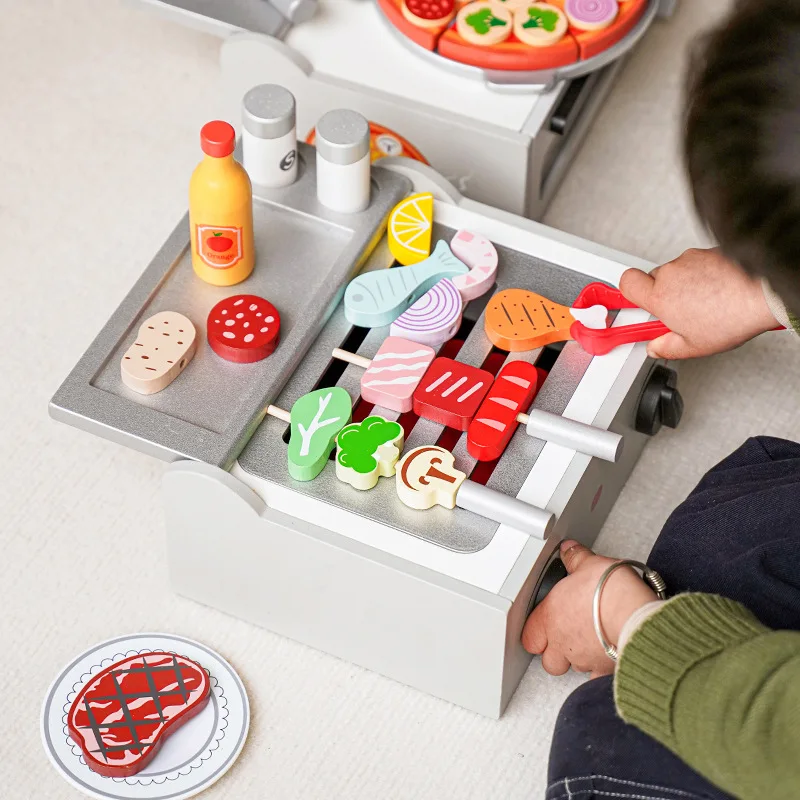Puzzle giocattolo per bambini Giocattoli da cucina in legno Set Cibo in miniatura Accessori per bambini Montessori Abbastanza giochi da tavolo Giocattoli interattivi Regalo