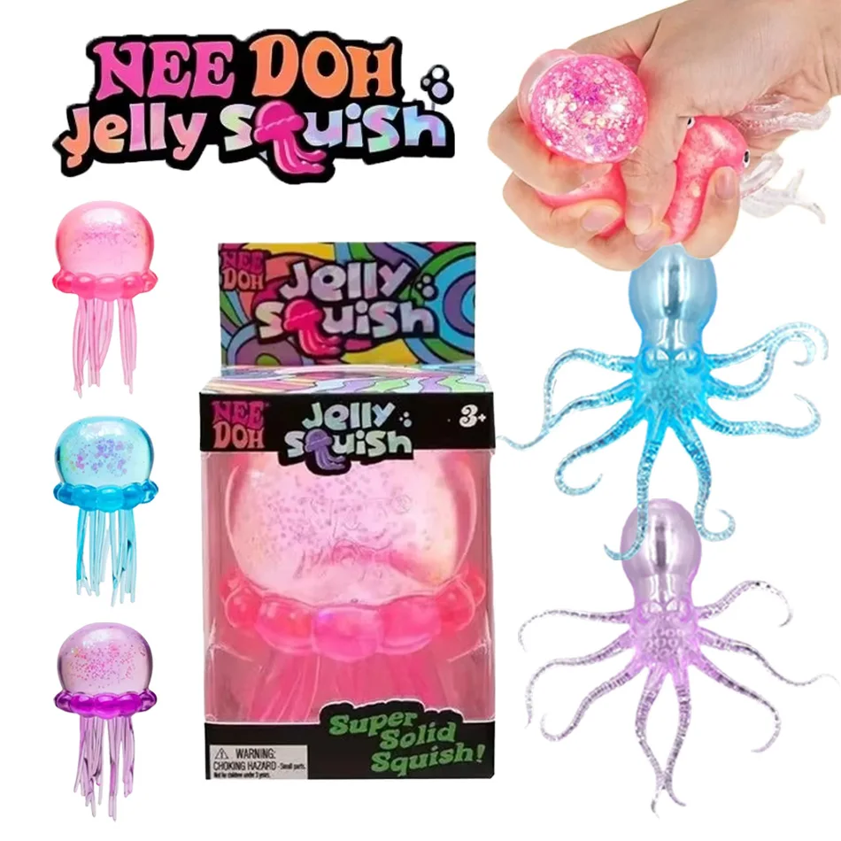 

Fashion Nee Doh Jellyfish and Cube Squeeze Toys, Soft Jelly Sensory Stress Relief Toys