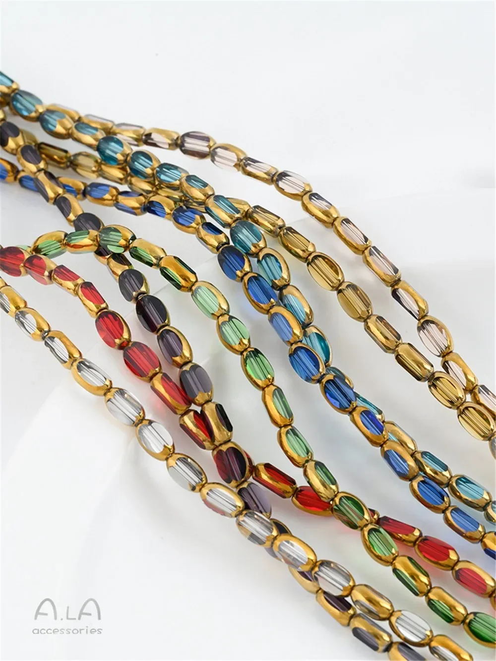 Solid Color Crystal Glass Cut Oval Phnom Penh Rice Beads DIY Hand-made Jewelry Materials Hand-made Loose Beads Accessories C002