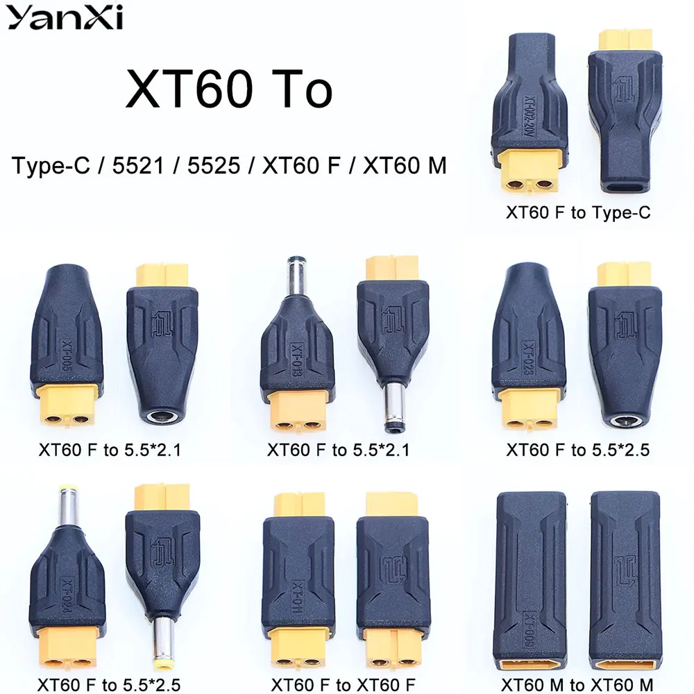 1PC XT60 Male Female To Type-C XT60 DC 5.5*2.1 5.5*2.5 Plug  Adapter Converter Connector For RC Toys Car Remote Control Aircraft