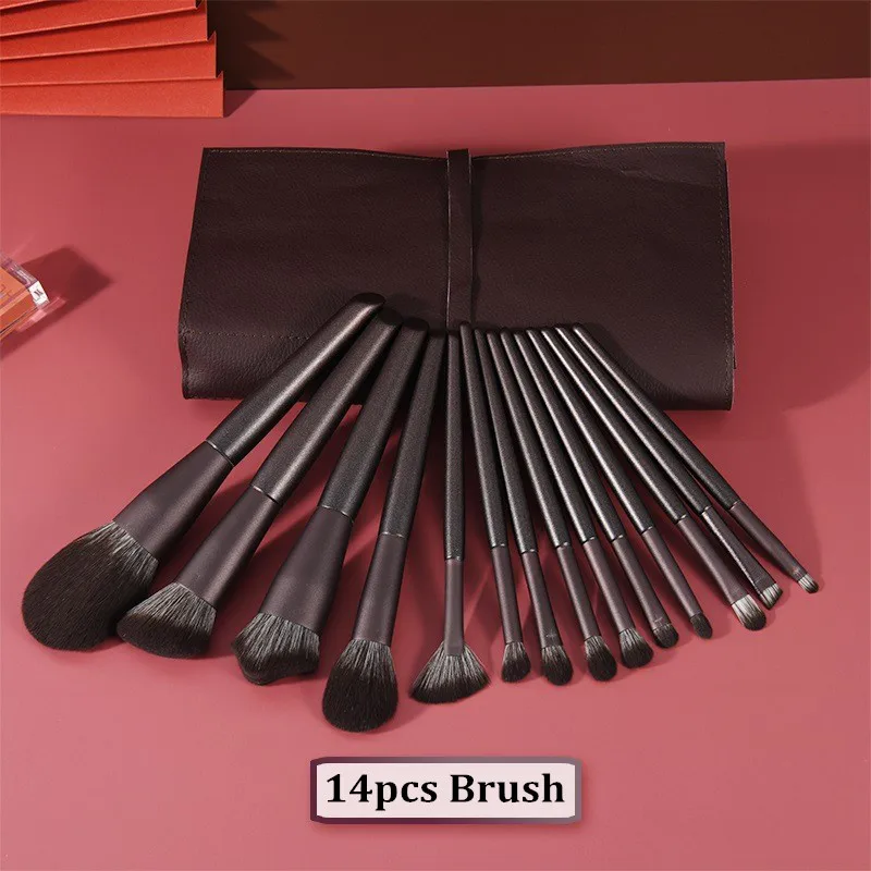 1/14 Pcs High comfortable skin-freindly texture Durable handle makeup Brush Set with Holder Face Foundation