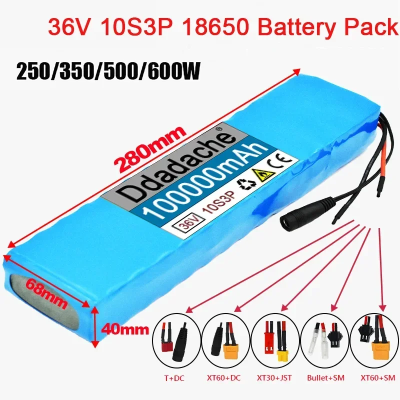 

10S3P 36V 100Ah 18650Battery Ebike Battery Pack 18650 Li-Ion Batteries 350W 500W for High Power Scooter Motorcycle Scooter