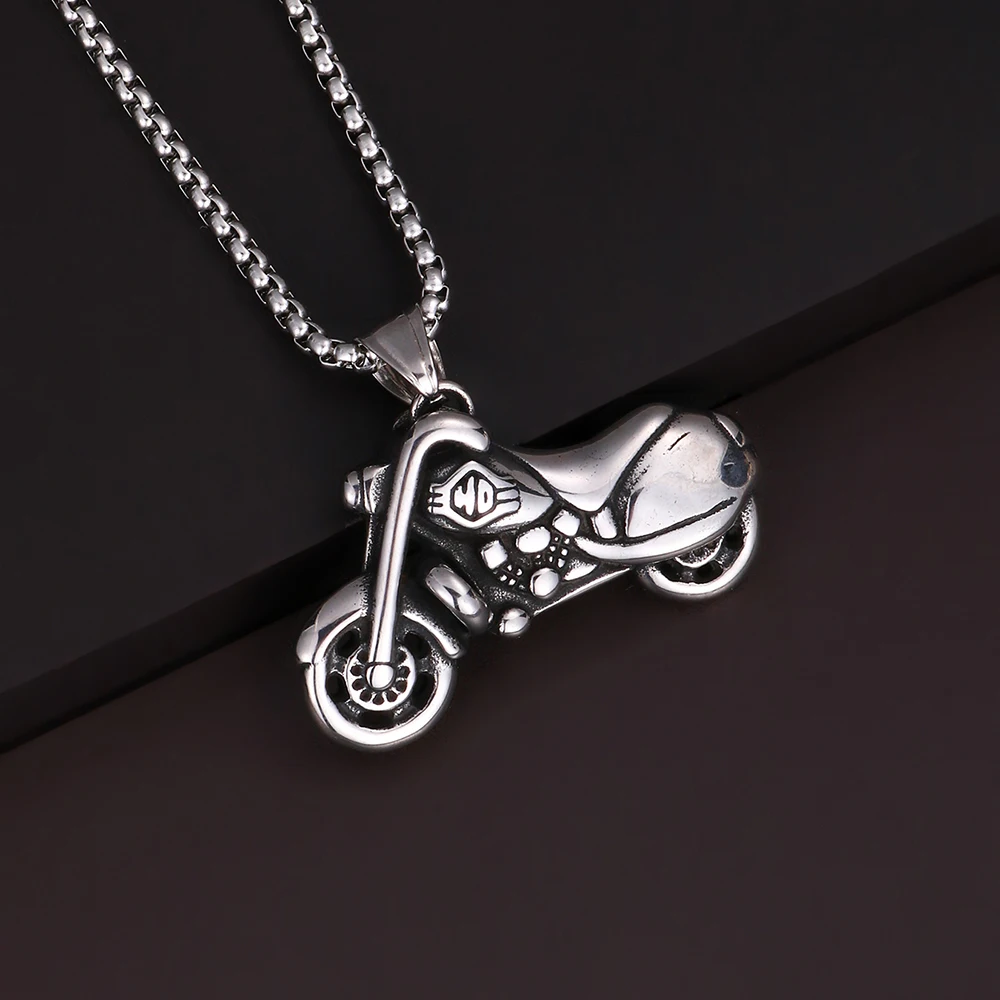 

1PC Fashion Vintage Fadeless Stainless Steel Motorcycle Pendant Necklace for Men Punk Necklace Man Jewelry Gift for Him