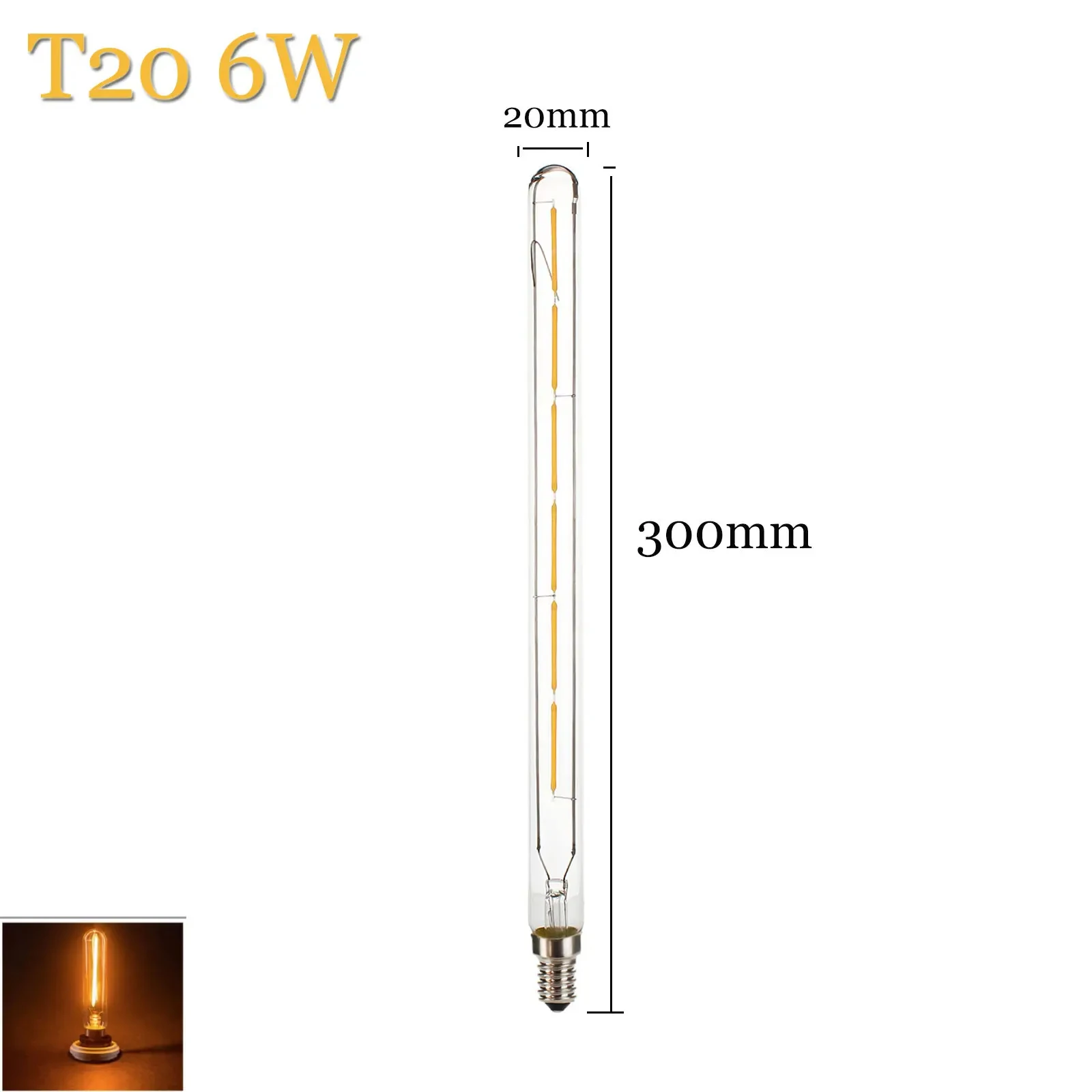 E14 T20 Vintage Filament Lamp 3W 4W 6W AC 220V Glass Light Bulb Warm White Antique Filament Light Tube for Home Decoration