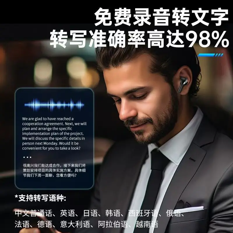 Populaire, draadloze Bluetooth-headset AI-conferentieheadset, realtime vertaling