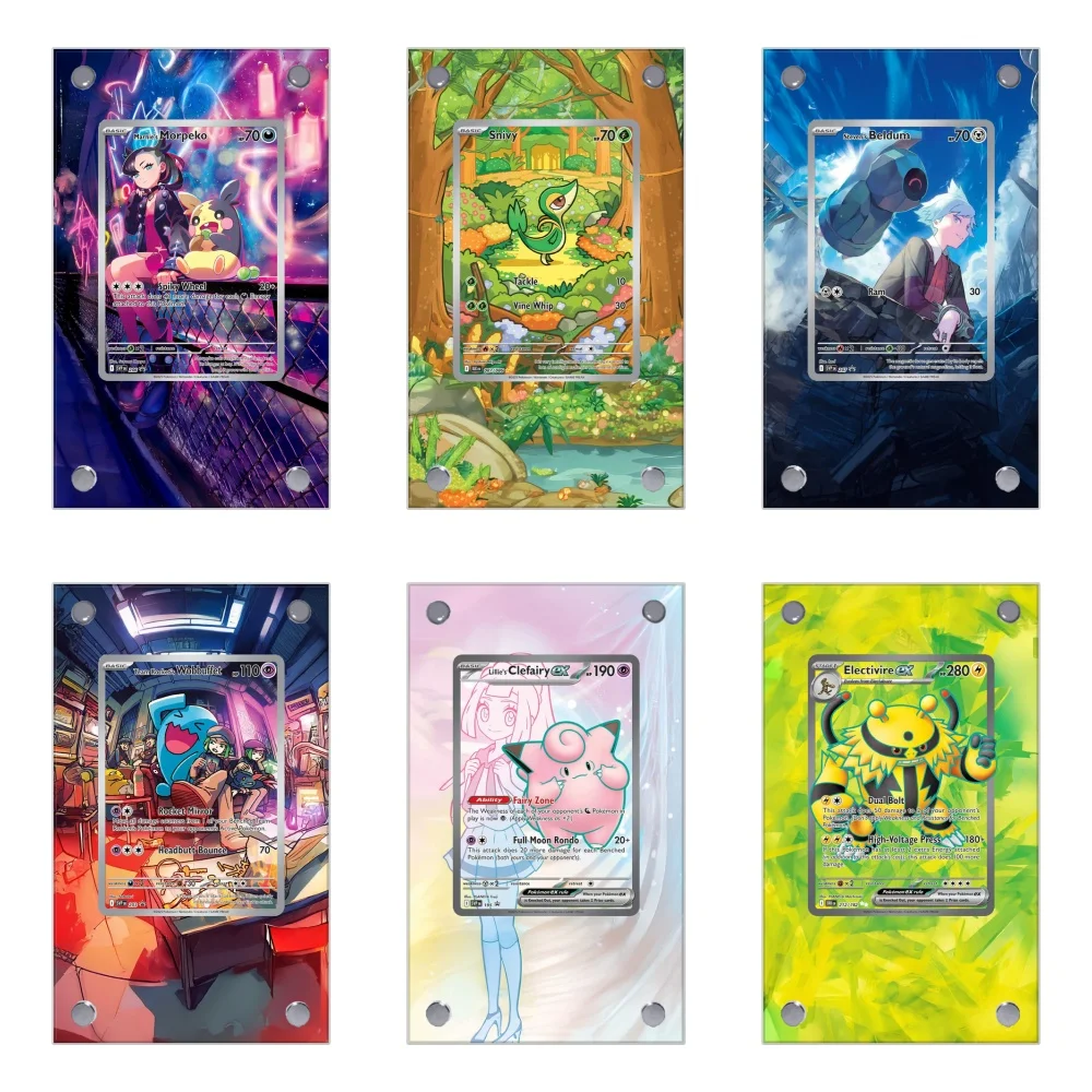 Pantalla de tarjetas de Pokémon PTCG Morpeko Beldum Clefairy Cobalion, colección de juegos de Anime, funda protectora de arte expandible, llaveros de juguete