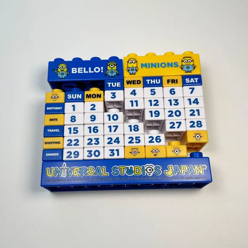 

Little Yellow Man Building Block Calendar Perpetual Calendar Desktop Decoration Universal Studios Birthday Gift for Friends