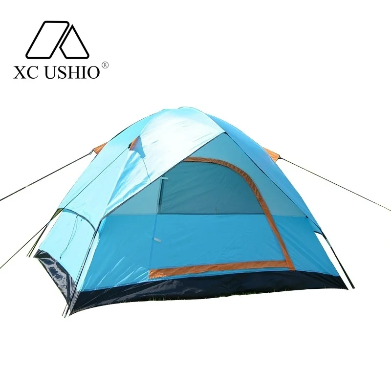 

3-4 Person Outdoor Camping Tent Portable Hiking Tent Double Layer Waterproof 3 Season Tent Sun Shelter 200x200x130cm