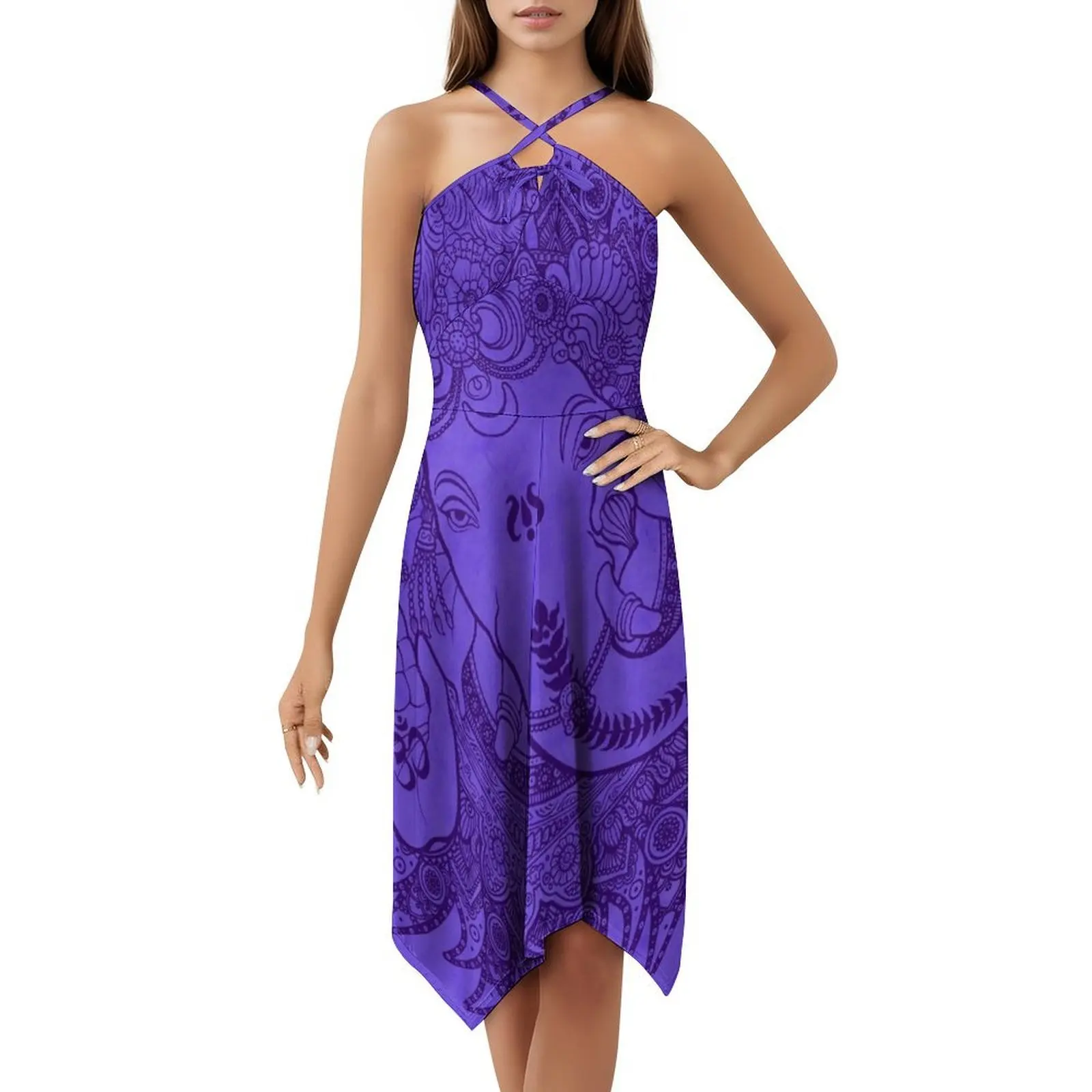 فستان غانيشا بنفسجي بفتحة عنق على شكل قلب فستان أنيق للحفلات الصيفية للنساء ملابس نسائية غانيشا غاناباتي فينايكا غانيش