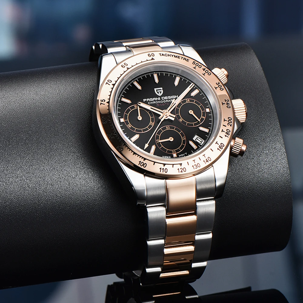 PAGANI DESIGN 2025 Orologio al quarzo in oro rosa da uomo nuovo Orologio da uomo d'affari di lusso di marca da uomo Cronografo sportivo impermeabile VK63 Movt