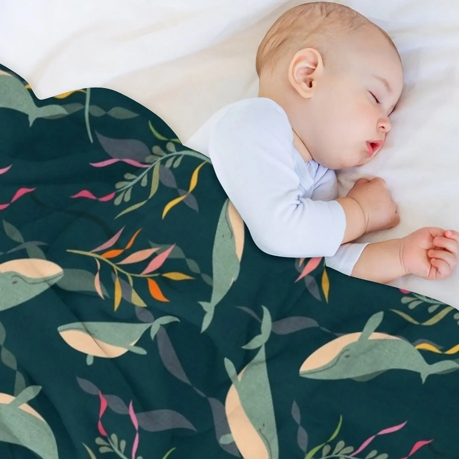 Whale Dreaming Swimming in the Oceans Throw Blanket Polar Soft blankets ands anime Blankets