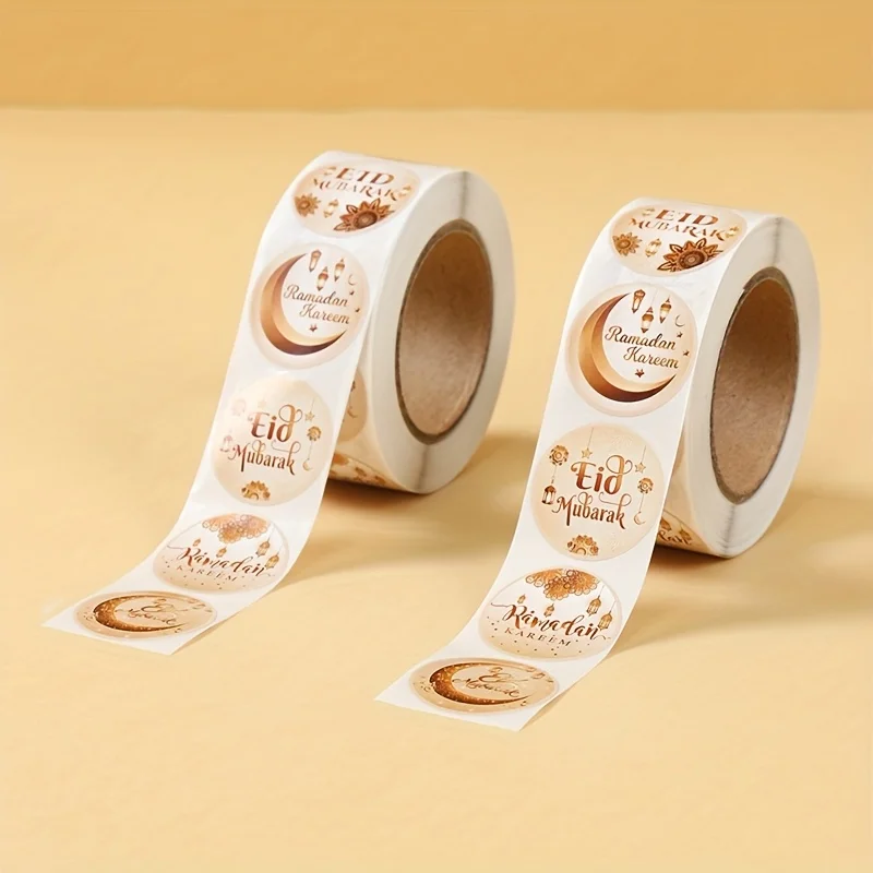 500pcs Eid Mubarak Stickers White Gold Labels for Home 2026 Ramadan Kareem Islam Muslim Party Eid Al Adha Gifts Ramadan Mubarak view 6