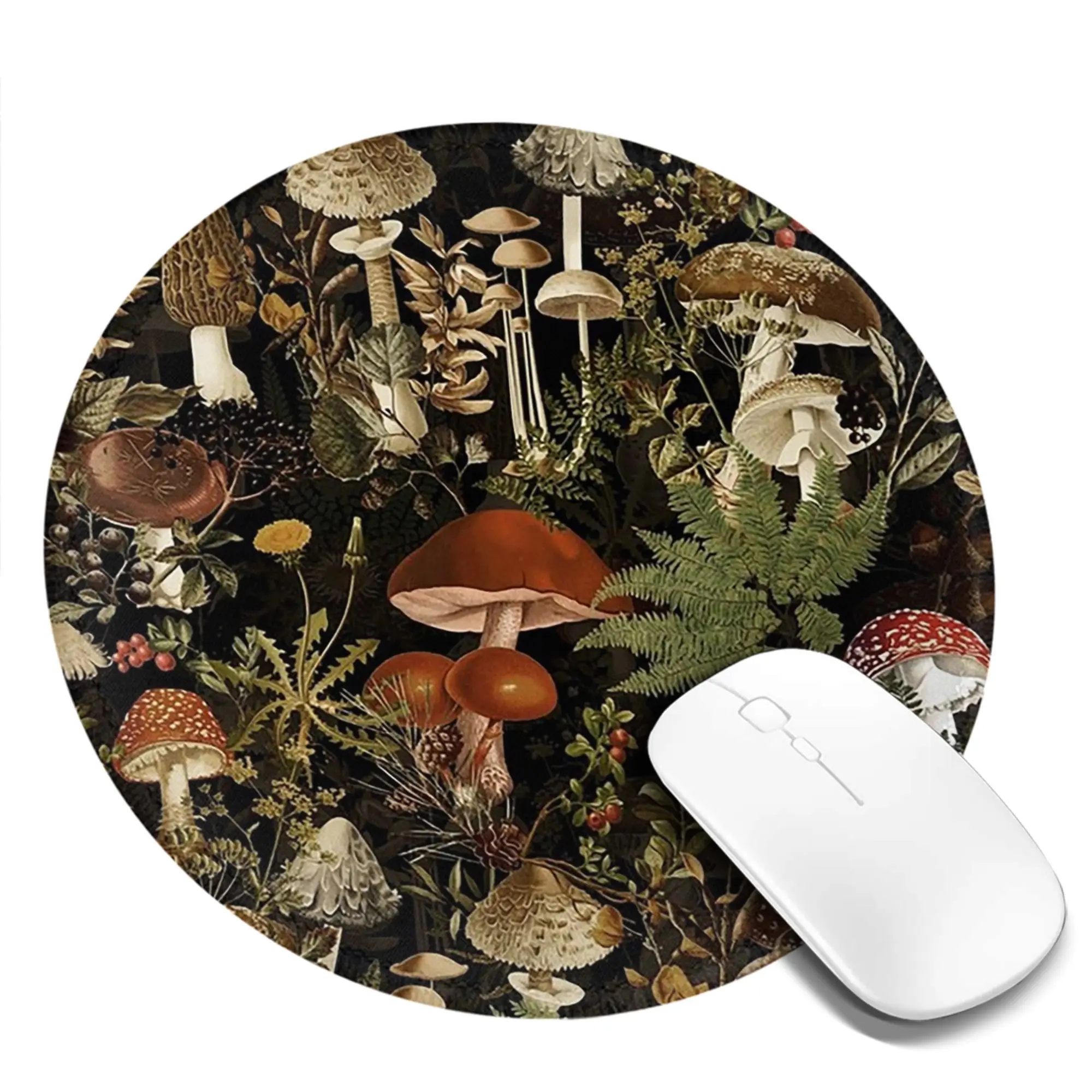 Midnight Mushrooms Forest Botanical Night Garden Mouse Pad Computer Keyboard Mouse Mat PC Laptop Desk Mat Accessories Table Mats