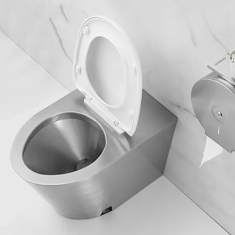 SUS304 Stainless Steel One Piece Floor Mounted Toilet Vandal Resistant Commercial Restroom Fixture for Public Bathroom
