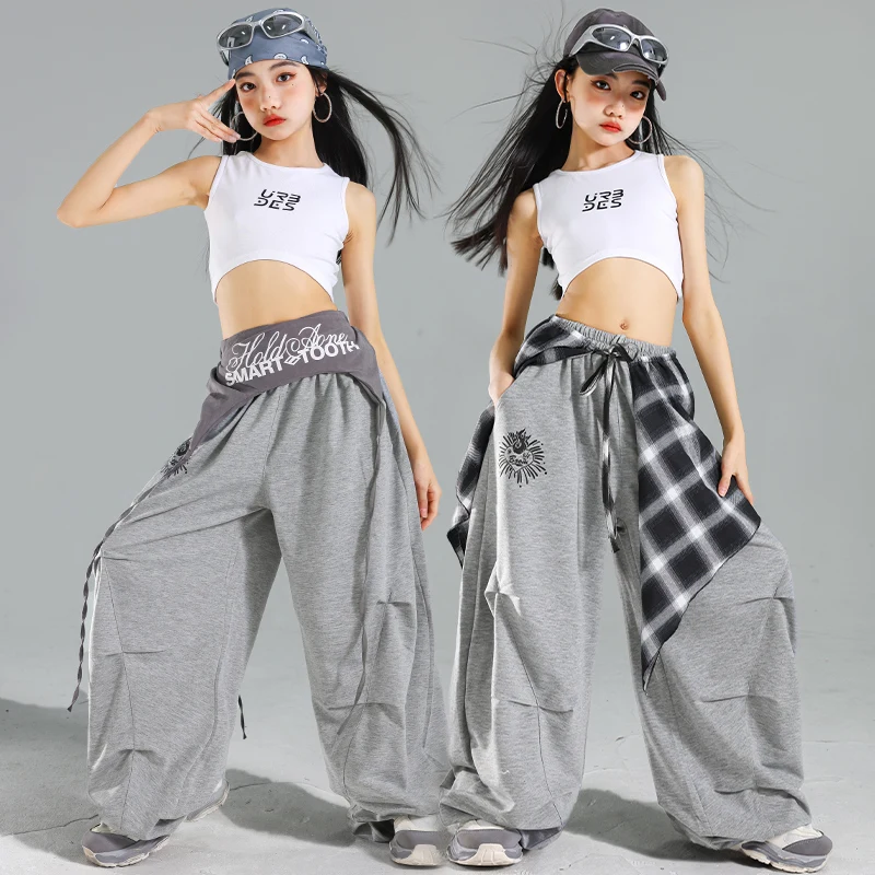 Filles K-pop hauts courts pantalons Cargo enfants Hip Hop danse de rue Performance Costumes enfants Streetwear fille groupe Jazz vêtements ensemble
