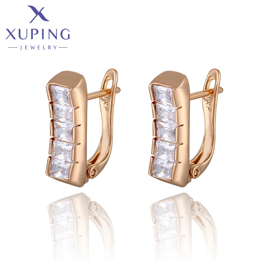 Xuping Jewelry Store Fashion Hoop School Gift Copper Alloy Simple Gold Color Huggies Earring for Women X000468391