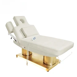 Cama confortável massagem para salão de beleza, cama elétrica para cosméticos facial spa e chicotagem, branco e dourado, novo design