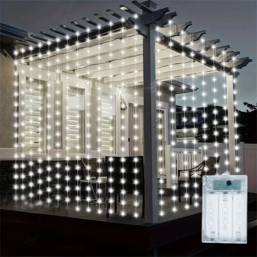 

3M 6M Fairy LED Curtain String Light Battery Power Eid Mubarak Wedding Outdoor Muslim Ramadan Festival Party Home Decoration