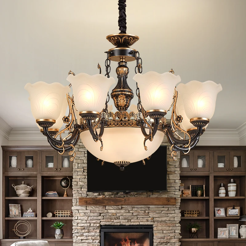Glass And Iron Elements Great For Living Room Bedroom  Dining Room Setup American/European Inspired Chandelier