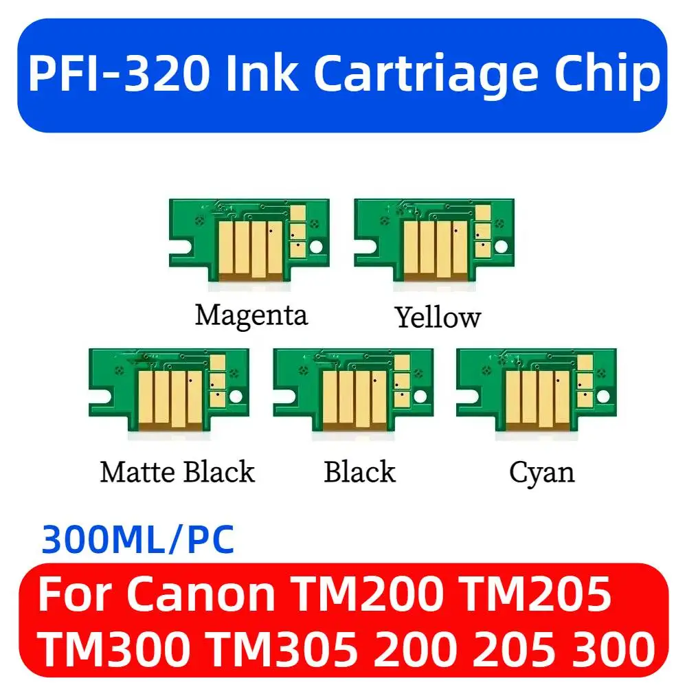 

PFI320 PFI 320 Refillable Ink Cartridge Chip 300ML for Canon TM200 TM205 TM300 TM305 200 205 300 305 Printer PFI-320 Chips