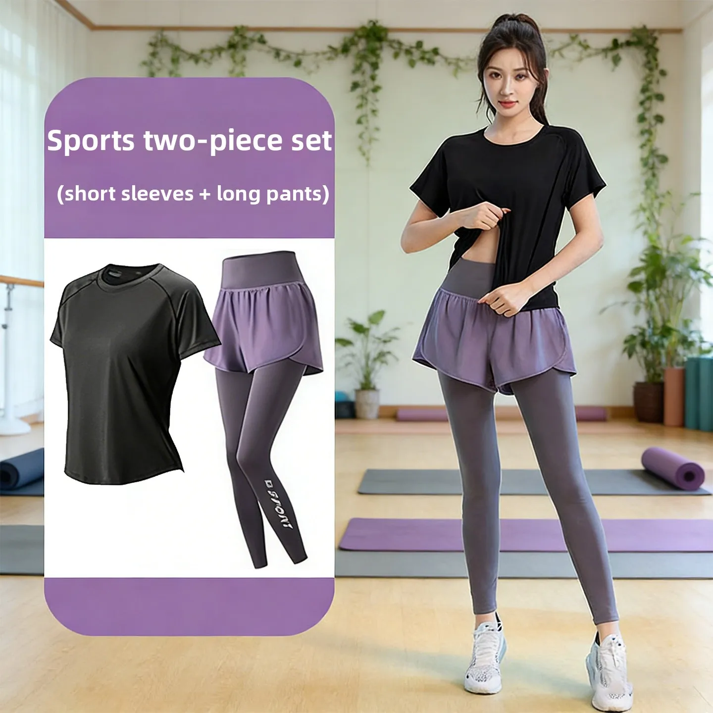 

Спортивный комплект для фитнеса и йоги: женский утягивающий топ и леггинсы больших размеров, быстросохнущие, для бега на улице, с длинным рукавом