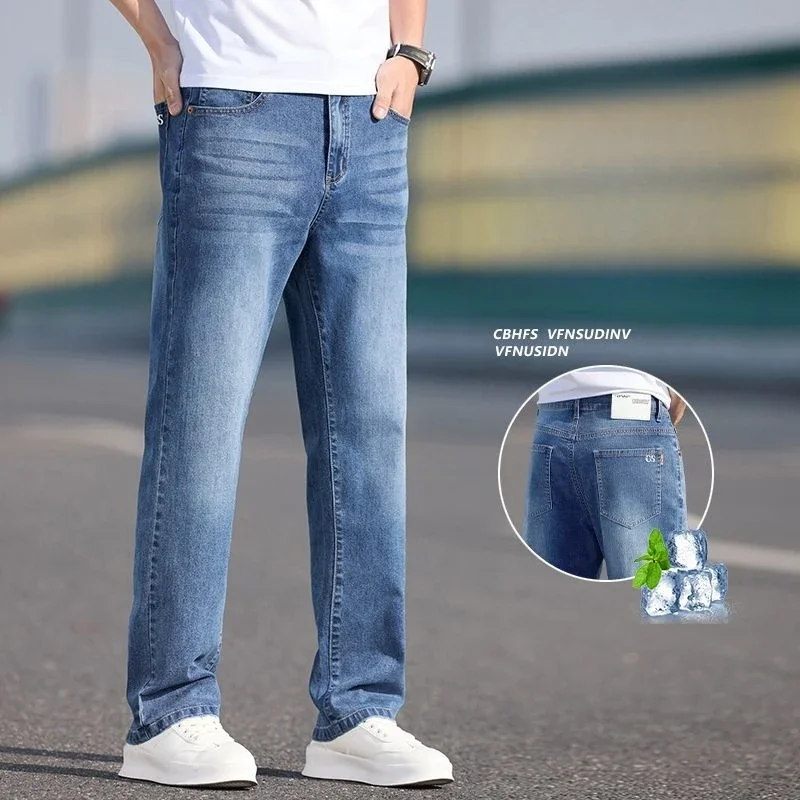 

Мужские летние джинсы, повседневные джинсовые брюки с карманами, модные джинсы с девятью очками, мужские спортивные брюки для бега на открытом воздухе, тактические брюкиslim Y2K