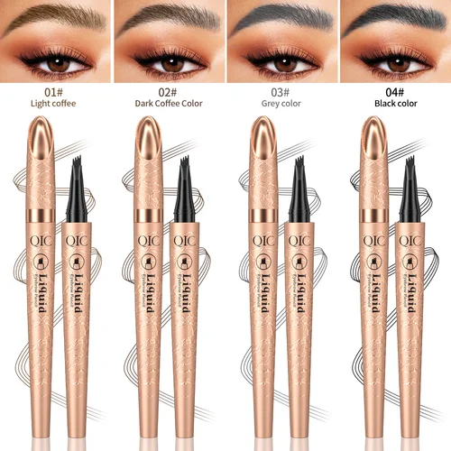 Imagen 2 del producto Lápiz líquido para cejas, resistente al agua, a prueba de manchas, microhoja de 4 puntas, larga duración, Natural