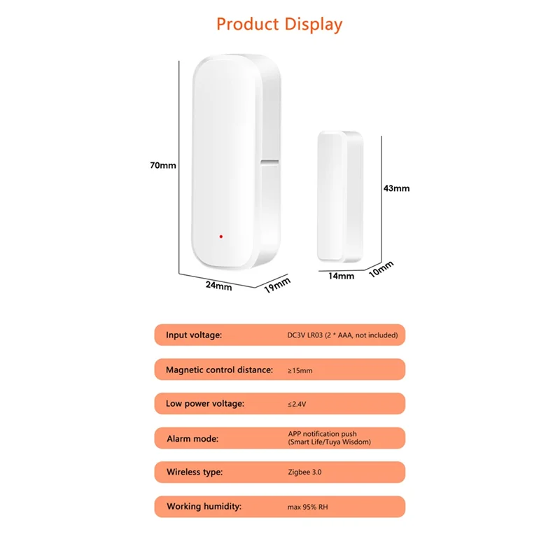 ABRB-Zigbee Door Sensor Window Sensor Tuya Door Opener Detector Wireless Smart Door Sensor Alarm For Home Security&Automation