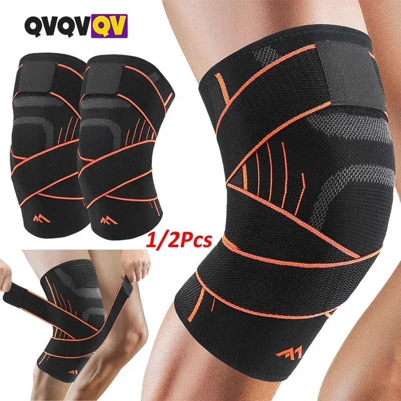 1/2PCS Adjustable Knee Support Brace Compression Knee Sleeves for Men Women Use for Meniscus Tear, Arthritis, Tendinitis