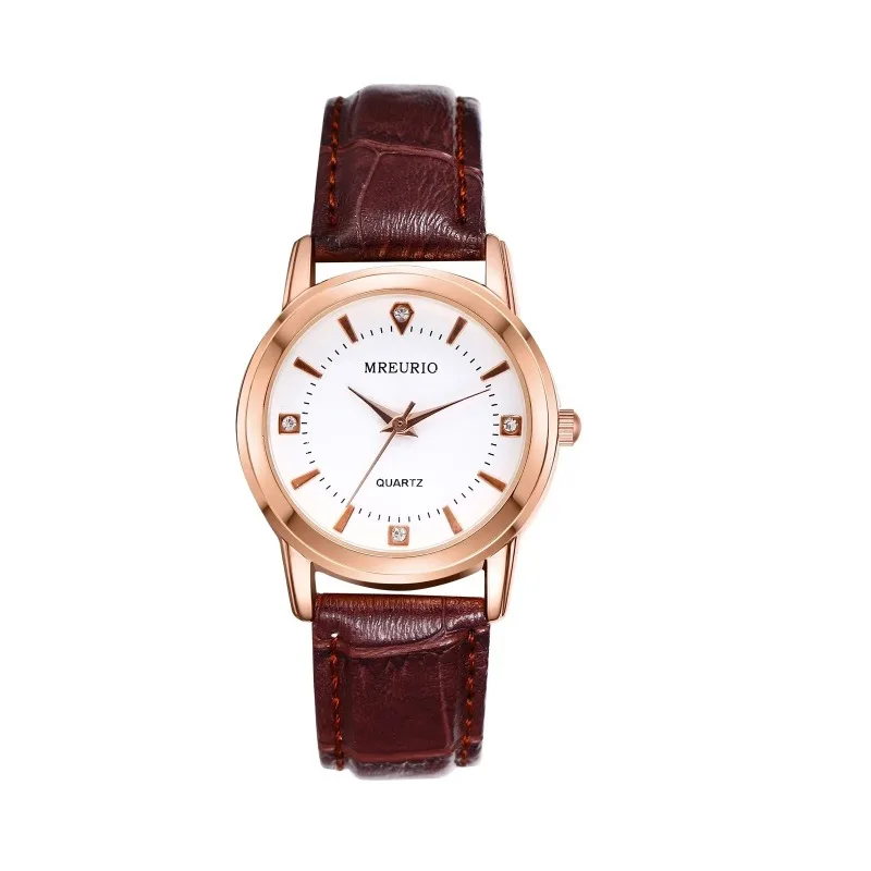 Montre-bracelet à quartz de luxe pour hommes et femmes, bracelet en cuir marron classique, montre rétro pour les amoureux, couple d'affaires, heures