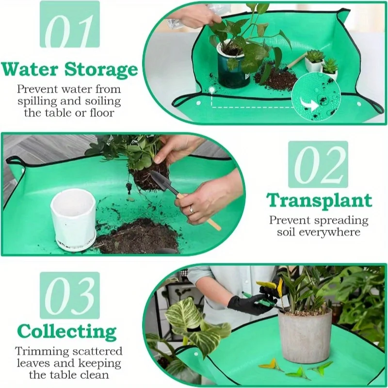 Innovative Wasserdichte Umtopfmatte in Extra Größe Faltbar Tragbar für Zimmerpflanzen und Sukkulenten Einfacher Erdwechsel und Bewässerung Umtopfmatte für Pflanzen wasserdichte Pflanzmatte tragbare Umtopfunterlage – Detail 5