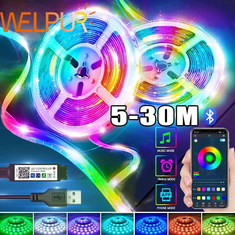 USB USB Led Smart Strip Lights 5M/10M/15M/20M/30M RGB Led Light Bar With APP Music Sync APP Control for TV Back Game Car DIY Decor - Aliexpress Deal