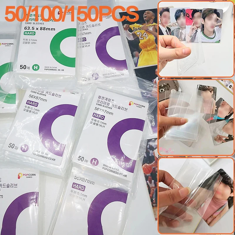 50/100/150PCS Korea Card Sleeves Clear Acid Free CPP HARD Photocard Protector Film Transparent Album Binder Photo Popcorn Cards